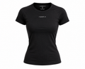 AEBRIX women’s black gym performance T-shirt with fitted athletic design and AEBRIX logo.